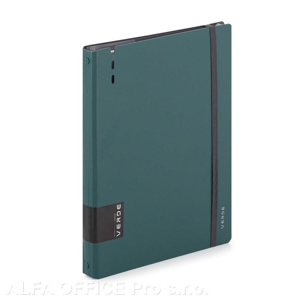 Kroužkový záznamník VERDE Karis A4 - 90 l / zelená