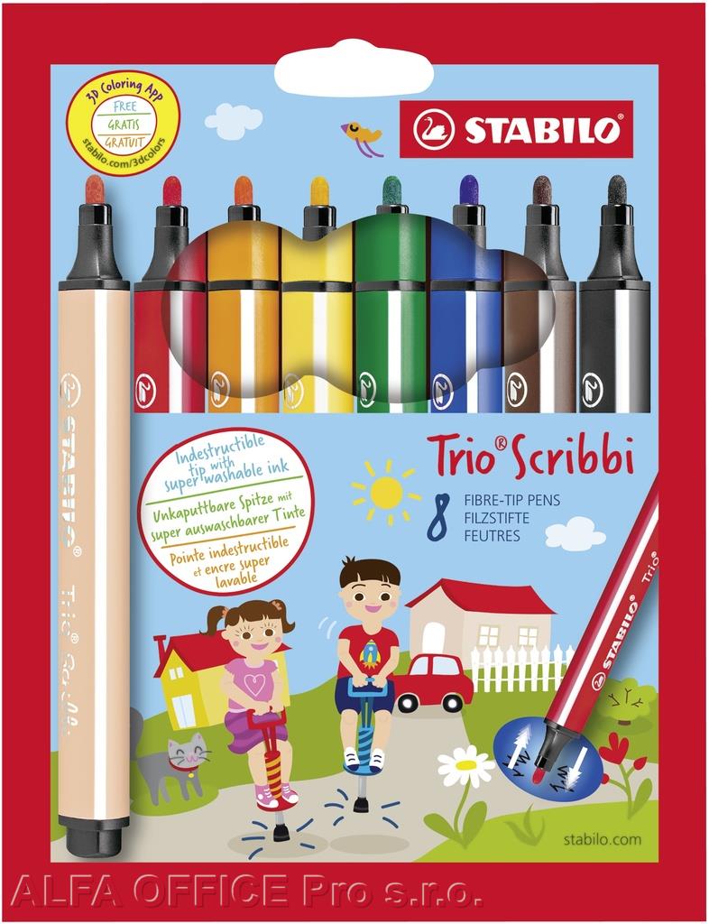 Popisovače Stabilo Trio Scribbi - 8 ks