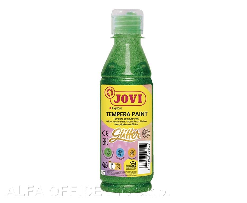Tekuté temperové barvy JOVI PREMIUM v lahvi - 250 ml / glitr zelená
