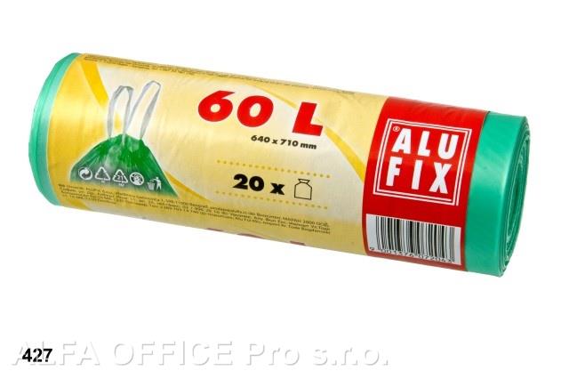 Pytle do koše Alufix Standard stahovací - 64x71cm / 60l / 16my / 20ks / zelená