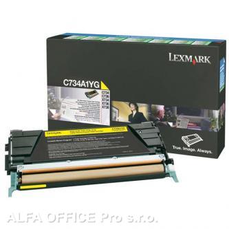  Lexmark originální toner C734A1YG, yellow, 6000str., return, Lexmark C734, C736, 