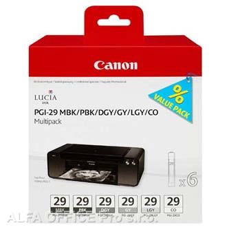Canon originální ink PGI-29 MBK/PBK/DGY/GY/LGY/CO Multi pack, black/color, 4868B018, Canon