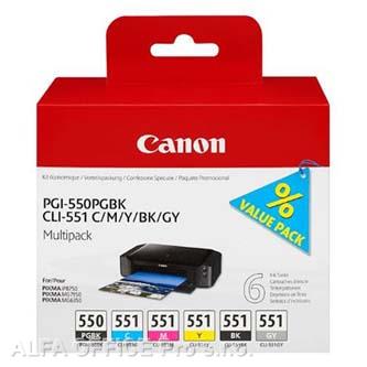 Canon originální ink PGI-550/CLI-551PGBK/C/M/Y/BK/GY Multipack, black/color, 6496B005, Can