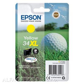 Epson originální ink C13T34744010, T347440, 34XL, yellow, 10.8ml, Epson WF-3720DWF, 3725DW