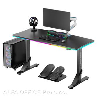 ULTRADESK Herní stůl IRON, 132,5x60,5 cm, 71-81  cm, mechanicky nastavitelná výš