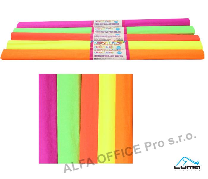 Krepový papír - sada 10 ks / neonový mix