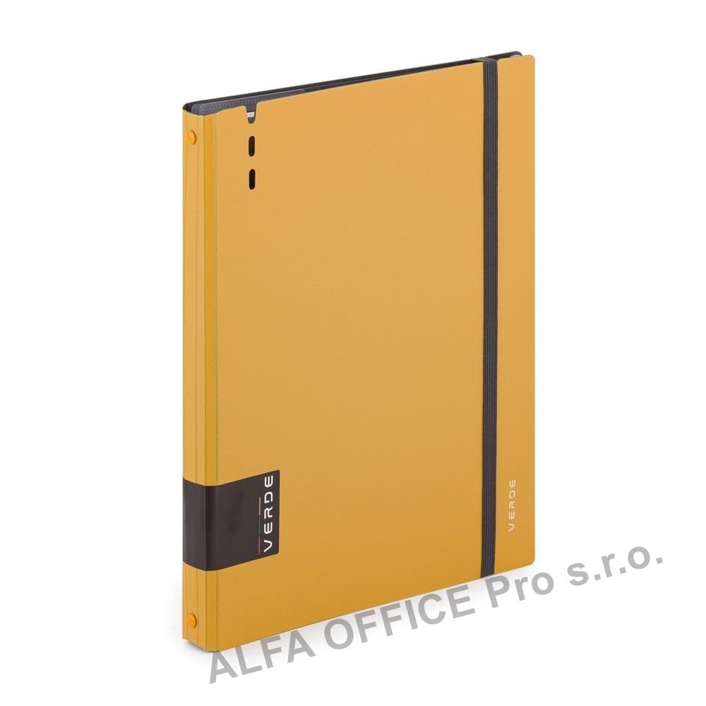 Kroužkový záznamník VERDE Karis A4 - 90 l / hořčicová