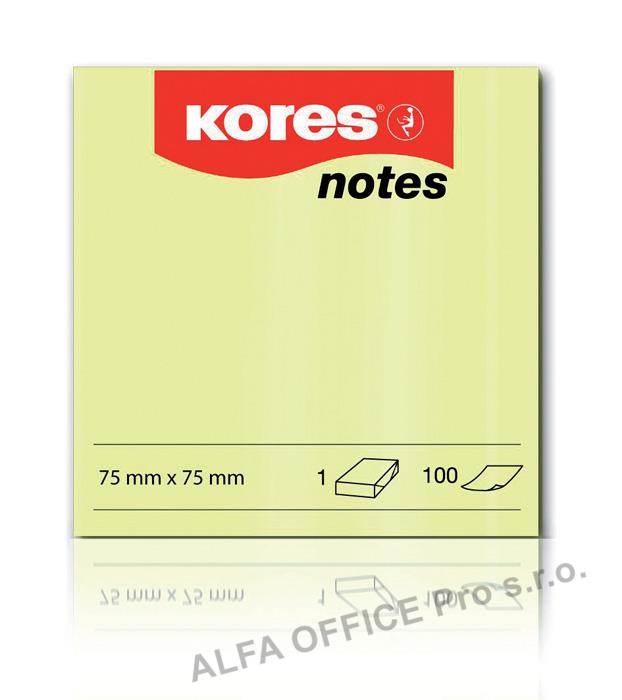 Samolepicí bločky Kores  - 75 x 75 mm / 100 lístků
