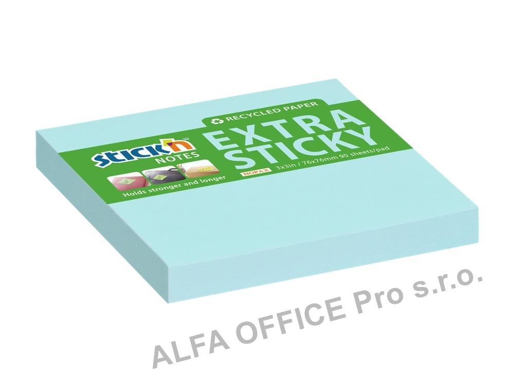Samolepicí bločky Stick´n by Hopax Extra Sticky - 76 x 76 mm / 90 lístků / pastelově modrá