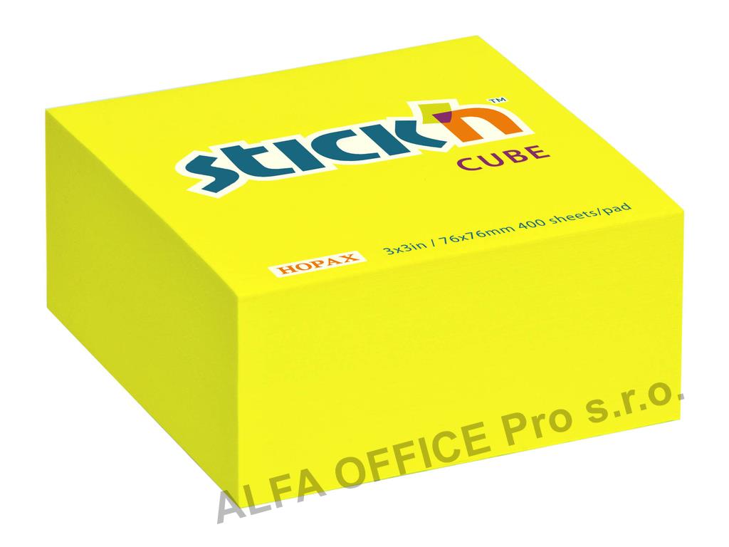 Samolepicí bločky Stick´n by Hopax - 76 x 76 mm / 400 lístků / neon žlutá