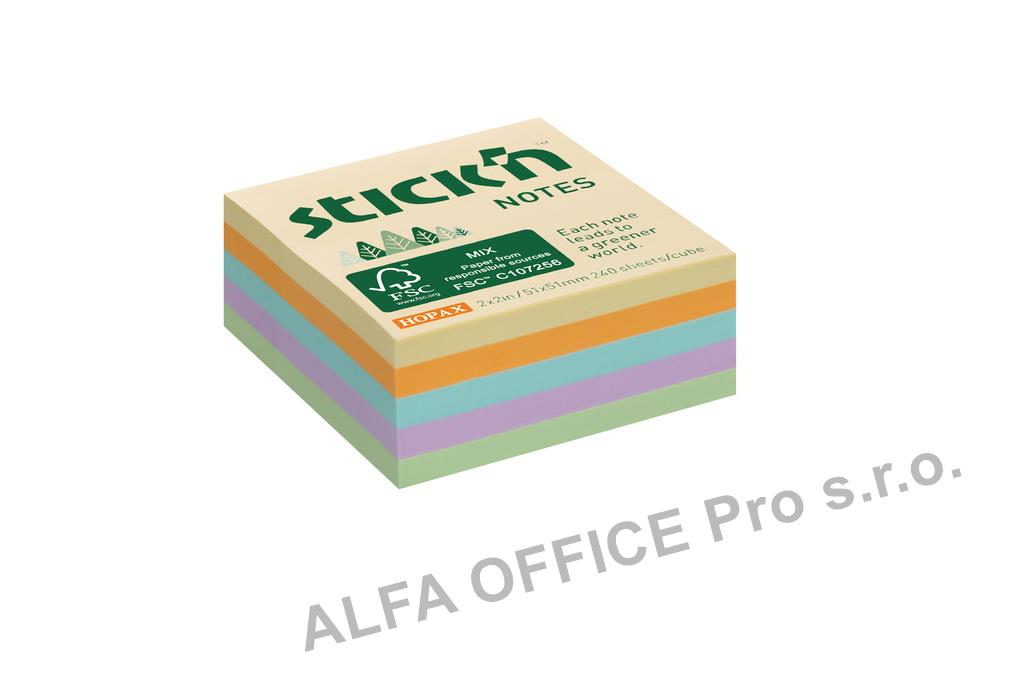 Samolepicí bločky Stick´n by Hopax FSC COC - 51 x 51 mm / 240 lístků / luční pastelové bar