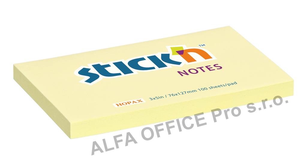 Samolepicí bločky Stick´n by Hopax žluté - 76 x 127 mm / 100 lístků