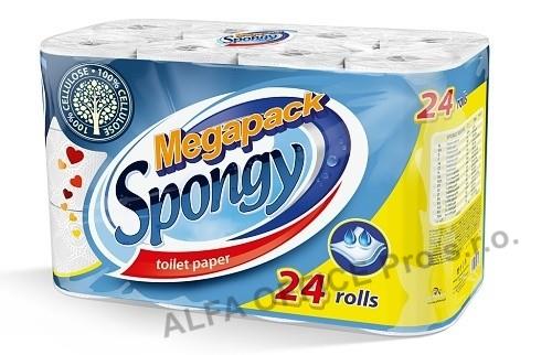 Toaletní papír, Spongy 100% celulóza  2 vrst. - 24ks