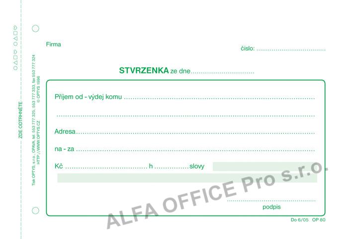 Optys 1080 stvrzenka NCR 100 listů A6