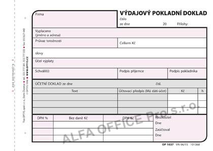 Optys 1037 výdajový pokladní doklad 100 listů A6