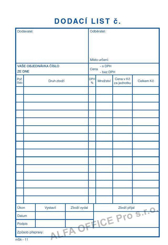 MSK 7400011 dodací listy 100 listů NCR A5