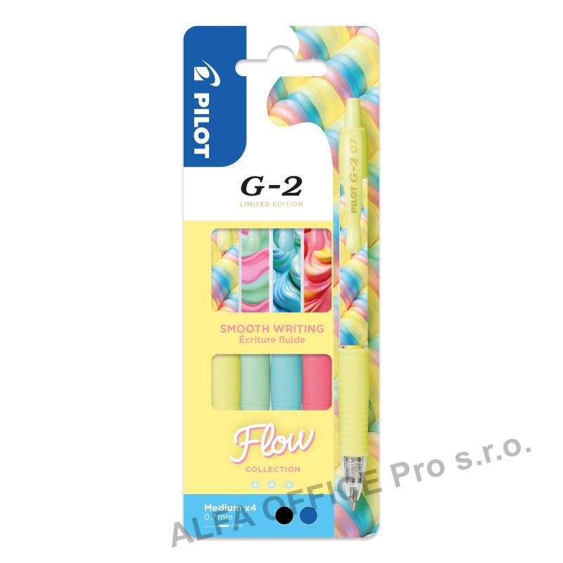 Gelový roller Pilot G-2 Flow 0,7 - sada 4 ks