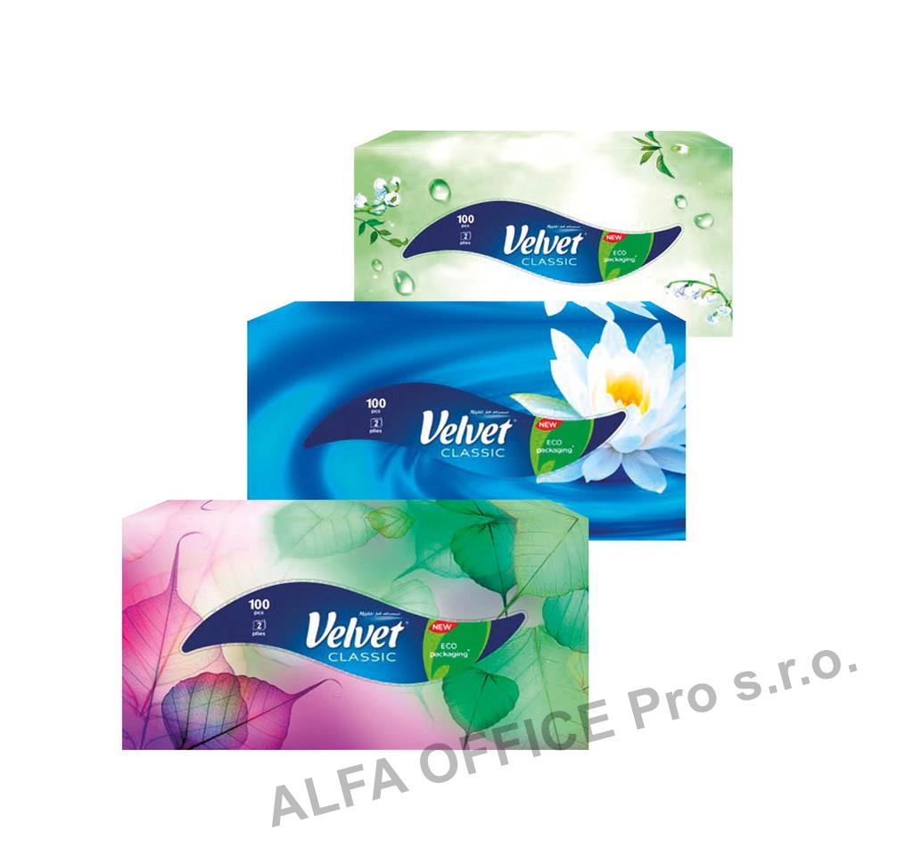 Kapesníčky papírové kosmetické Velvet Classic - dvouvrstvé / 100 ks