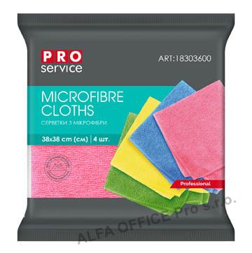 Utěrka z mikrovlákna PRO service univerzální 4 ks - 38 x 38 cm / mix barev