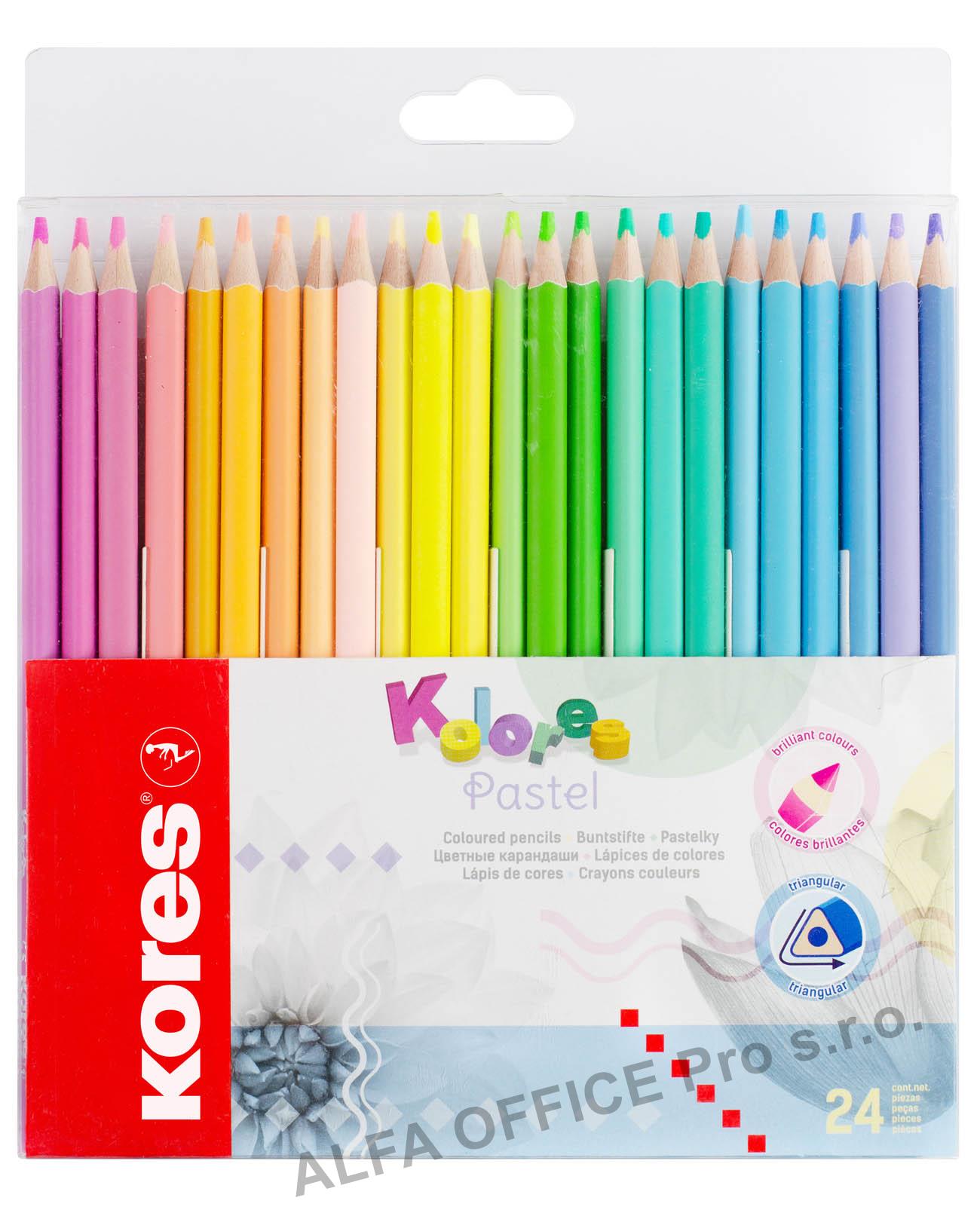 Pastelky Kores PASTEL trojhranné / 24 barev