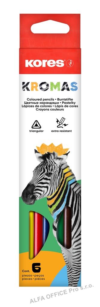 Pastelky Kores Kromas trojhranné / 6 barev