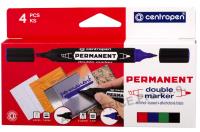 Značkovač Centropen DOUBLE 1666 permanent / sada 4 ks