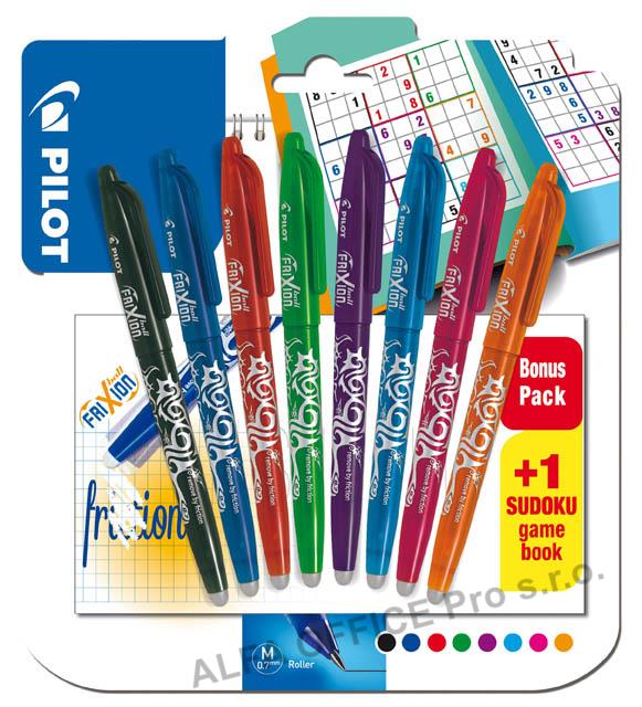 Roller Pilot FriXion Ball - sada 8 barev + sudoku