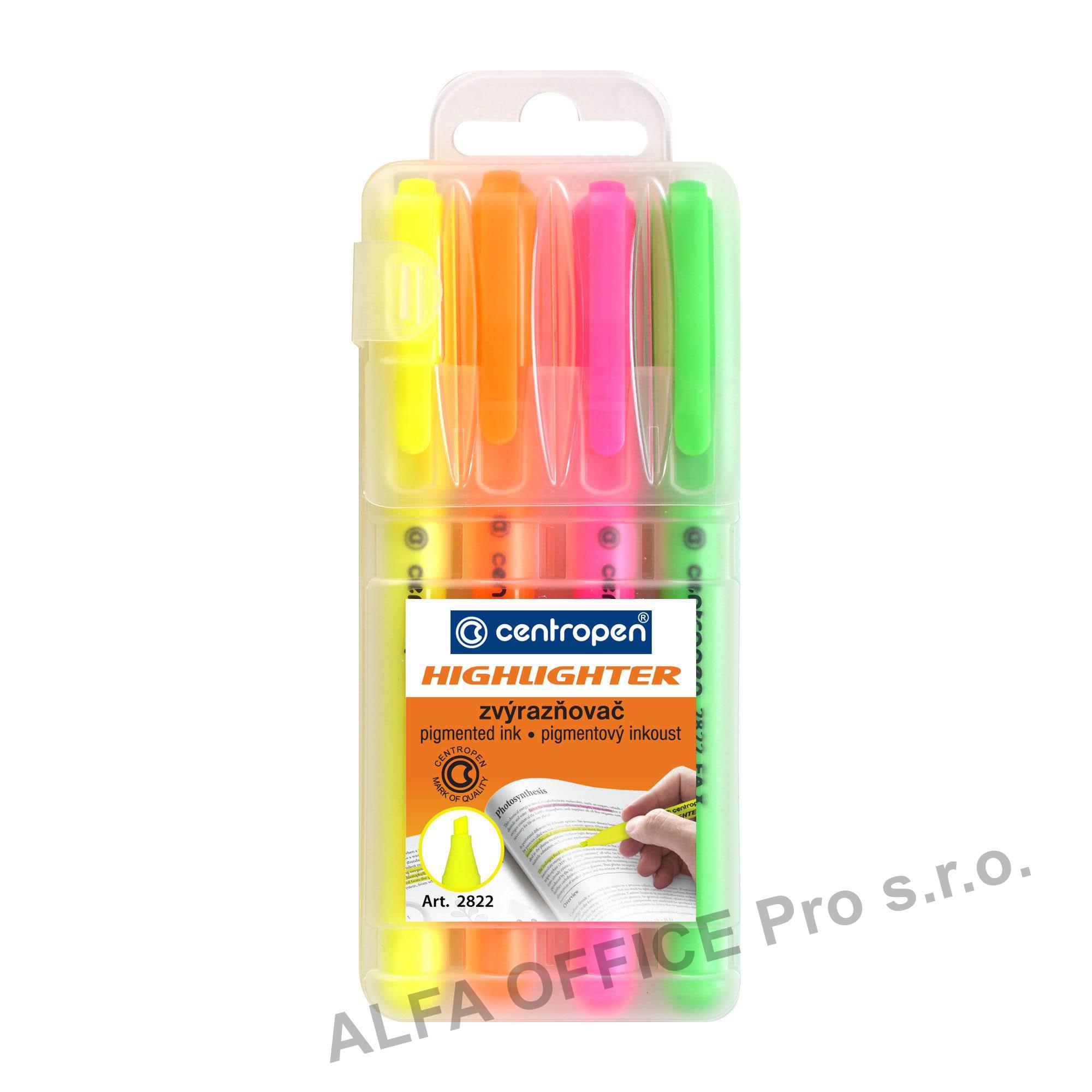 Zvýrazňovač Centropen 2822 / sada 4 ks