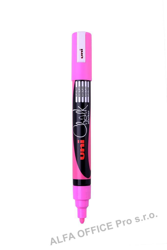 Popisovač křídový UNI Chalk Marker PWE-5M / fluo růžová