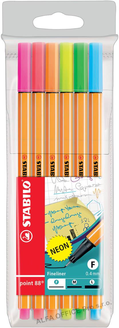 Liner STABILO® point 88 Neon - sada 6 ks