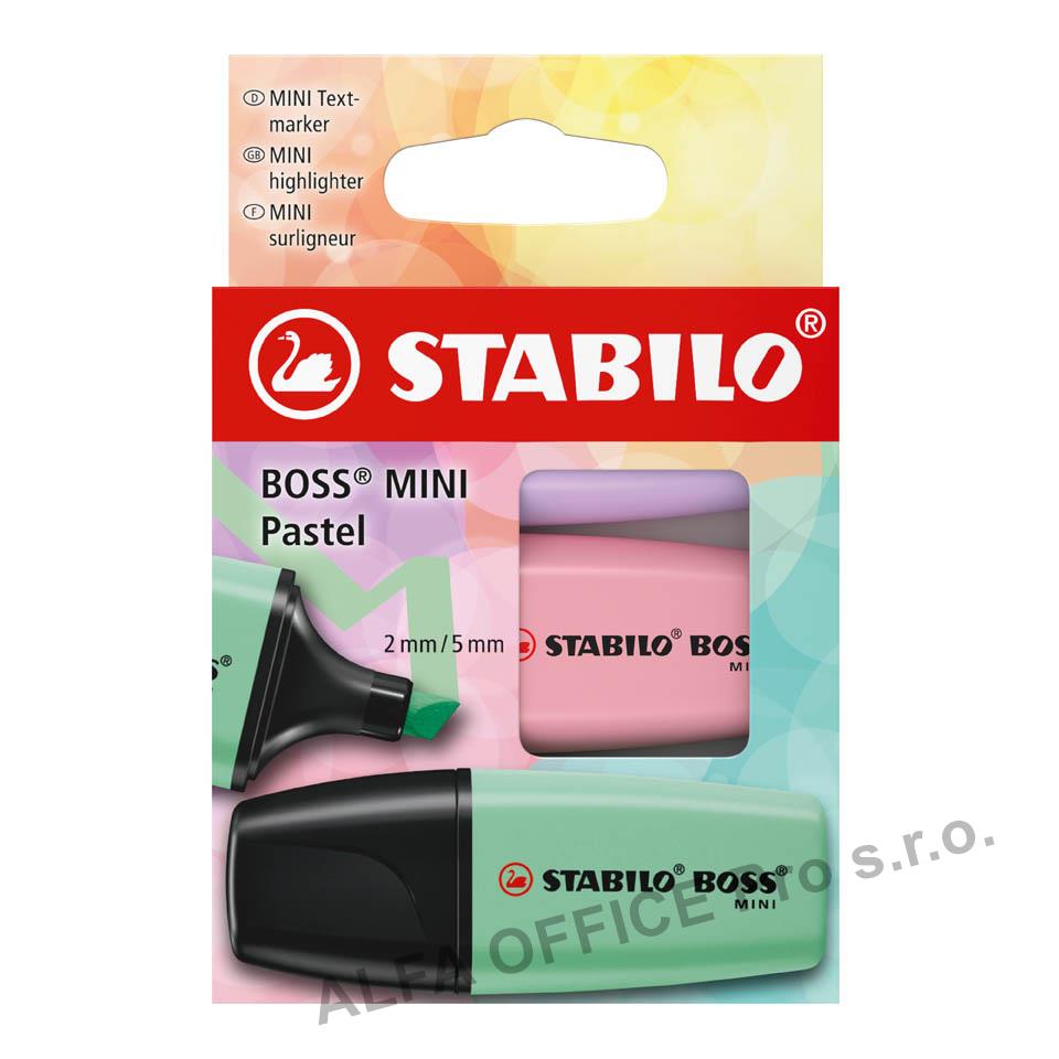Zvýrazňovač Stabilo Boss Original Mini Pastel - sada 3 ks