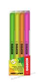 Zvýrazňovač Kores High Liner / sada 4 ks