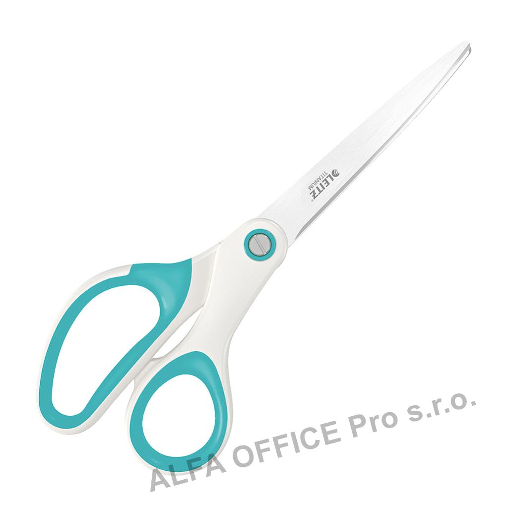 Nůžky Leitz WOW kancelářské titanové 20,5 cm / bílo-tyrkysová
