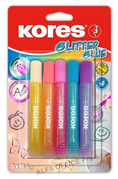 Lepidlo Kores Glitter Glue - 5 x 10,5 ml / pastelové barvy