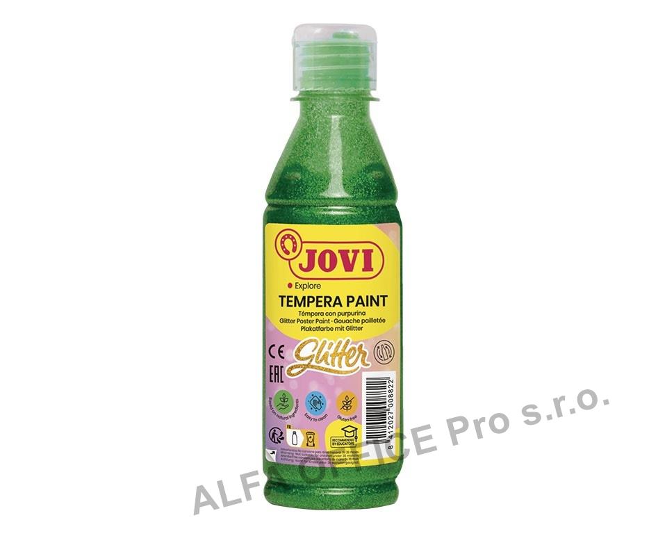 Tekuté temperové barvy JOVI PREMIUM v lahvi - 250 ml / glitr zelená