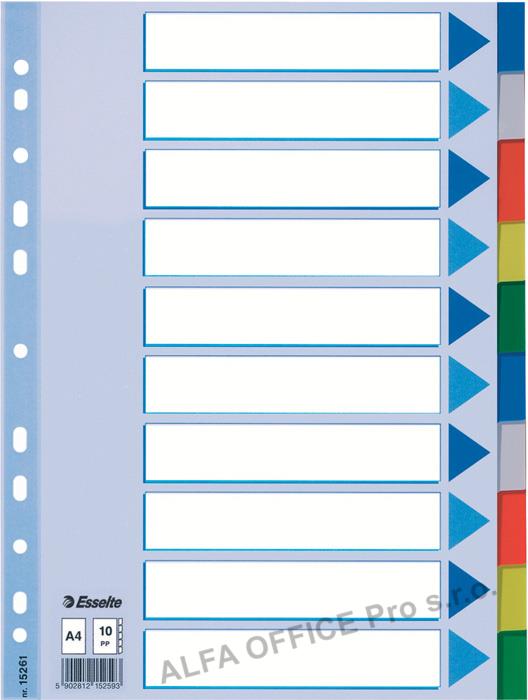 Rozdružovač A4 plastový Esselte - barevný / 10 listů