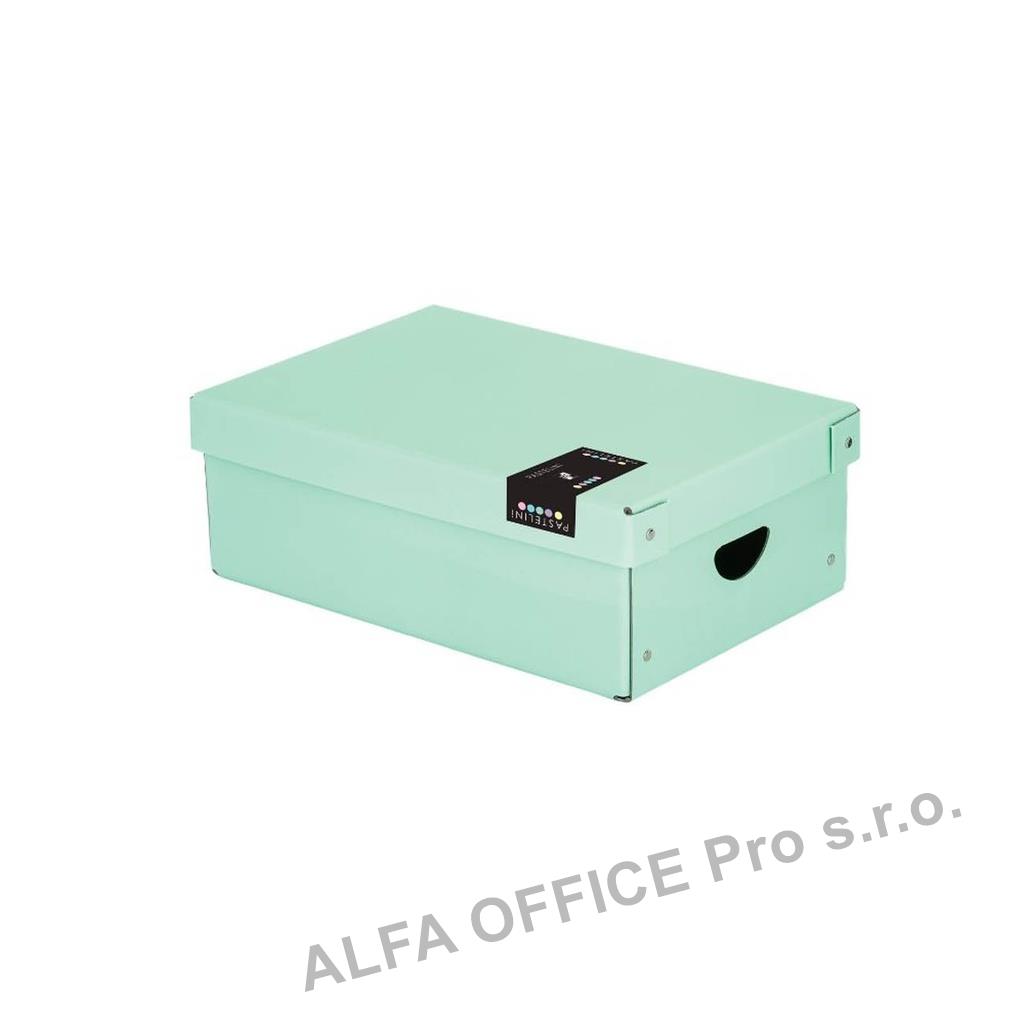 Krabice úložná lamino PASTELINi - zelená / 35,5 x 24 x 9 cm