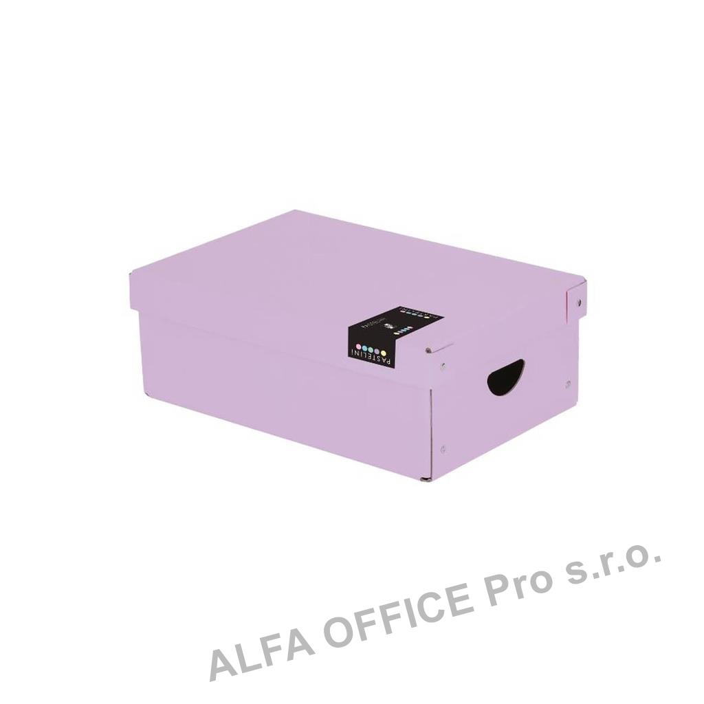 Krabice úložná lamino PASTELINi - fialová / 35,5 x 24 x 9 cm