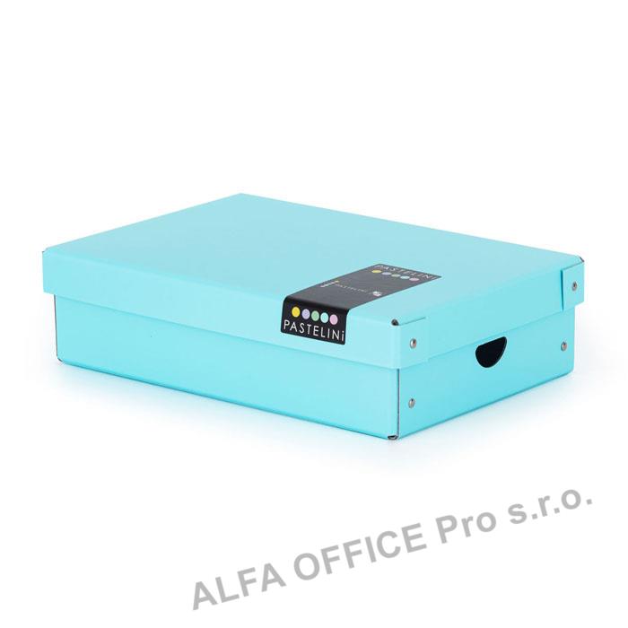 Krabice úložná lamino PASTELINi - modrá / 35,5 x 24 x 9 cm