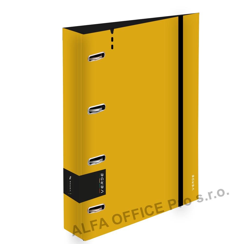 Pořadač A4 kroužkový VERDE - 4 kroužek / hořčicová