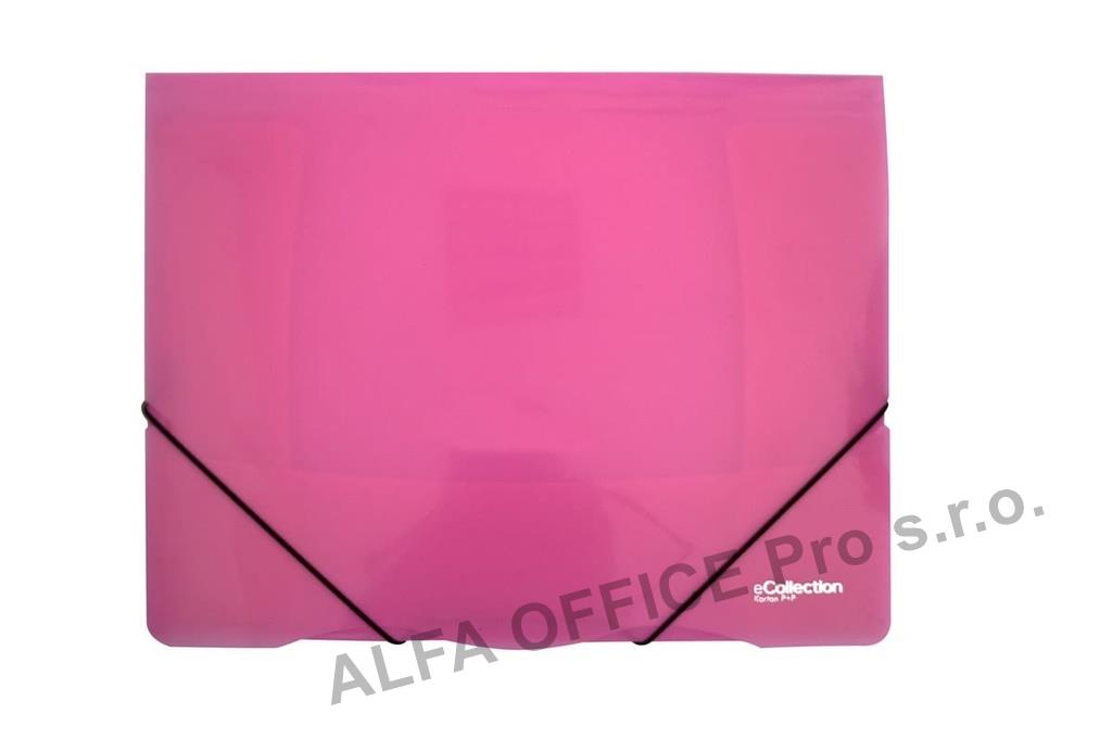 Spisové desky s gumou eColection A4 / 3 klopy / růžová