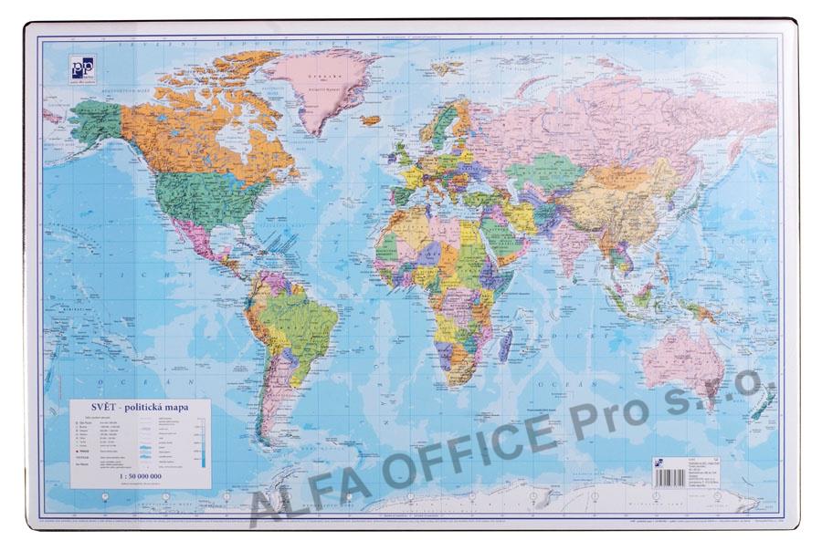 Pracovní podložky dekorované - jednostranná / mapa svět