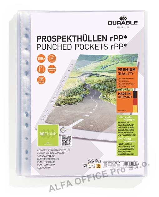 Závěsný obal A4 Durable Premium RECY - 80 my / 100 ks