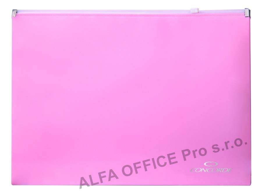 Spisové desky na zip CONCORDE - A4 / pastelová růžová