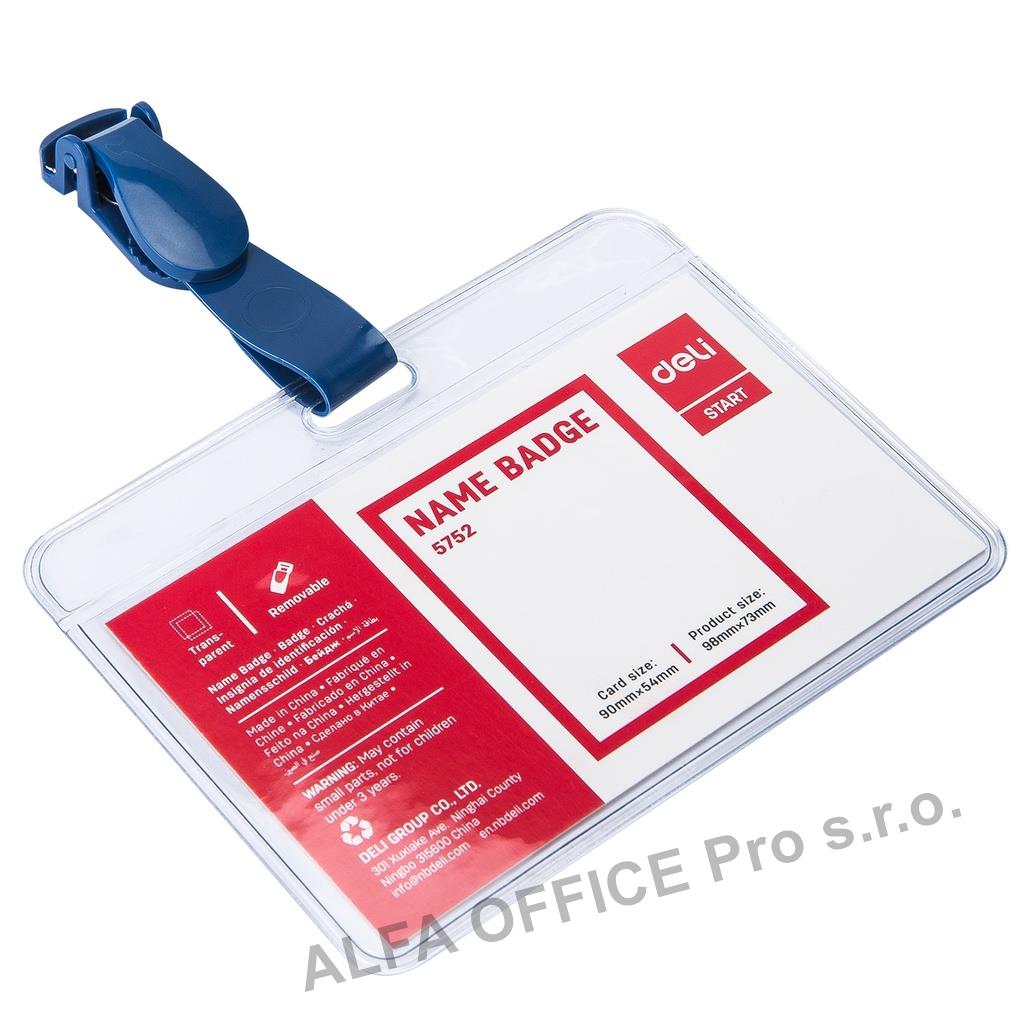 Jmenovka s plastovým klipem DELI - 60 x 90mm