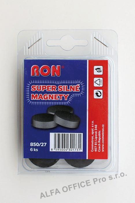 Magnety černé MIKOV super silné - průměr 27 mm / 6 ks