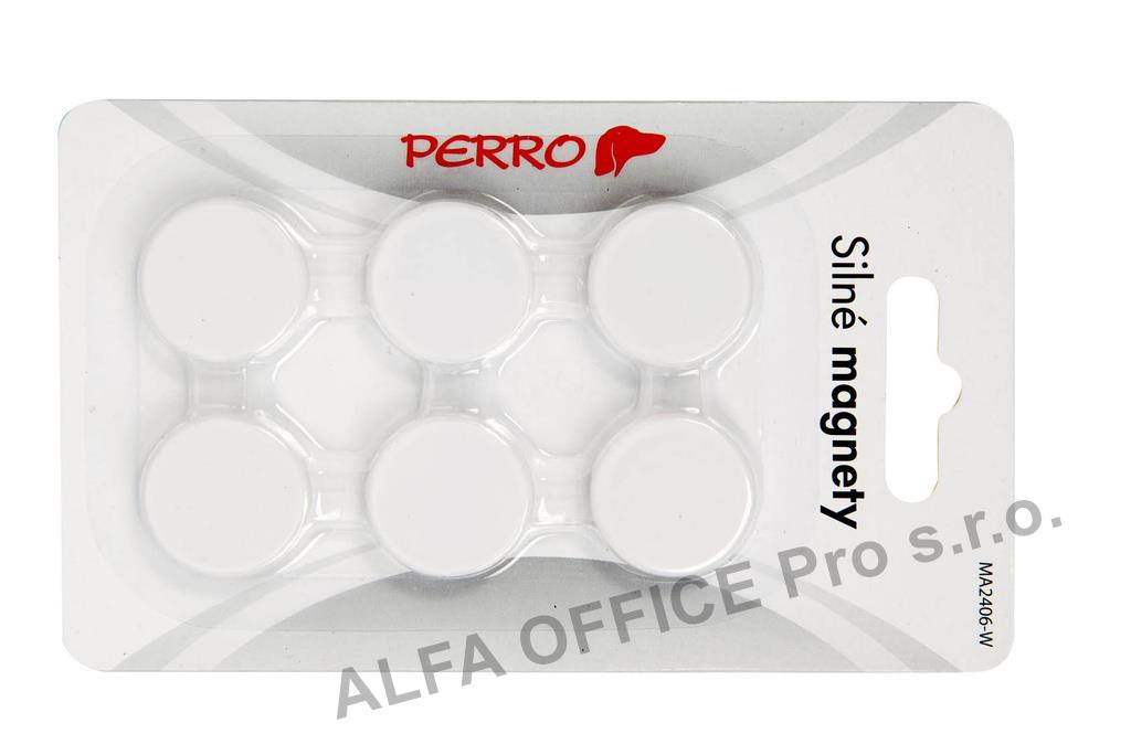 Magnety Perro silné - průměr 24 mm / bílé / 6 ks