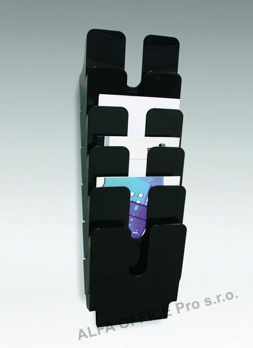 Držáky na prospekty Flexiplus - 6 / A4 / černý / na výšku