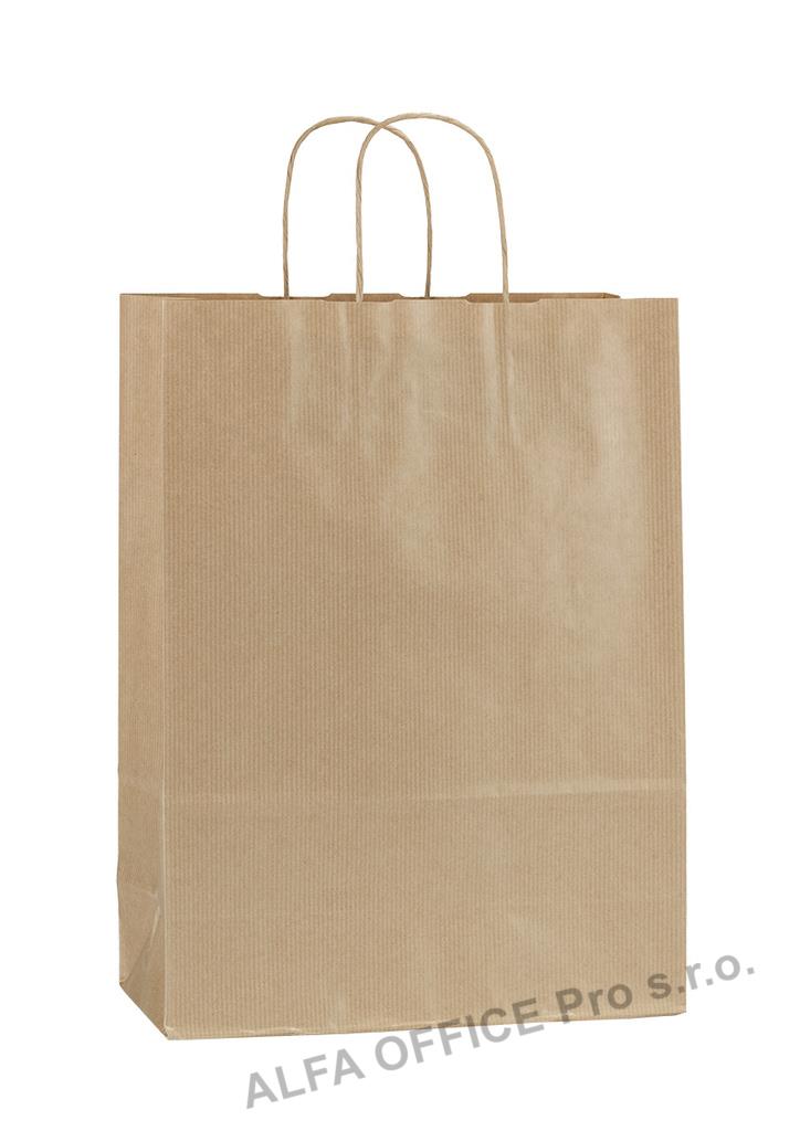 Tašky papírové kroucená ucha - hnědá / 260 x 110 x 345 mm