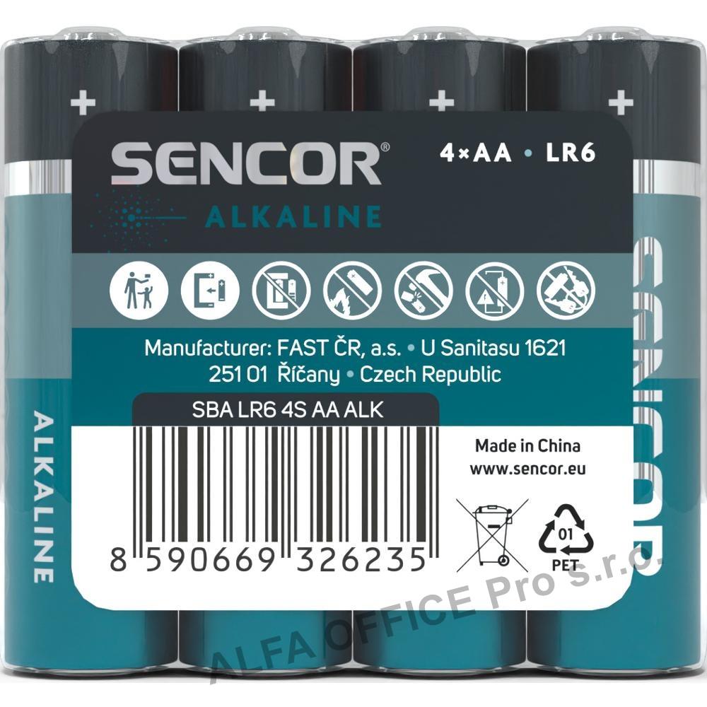 Baterie Sencor alkalická tužková AA LR6 / 4 ks